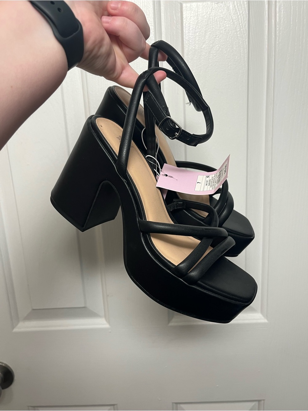 wild fable Black Strappy Platform Block Heel Sandals